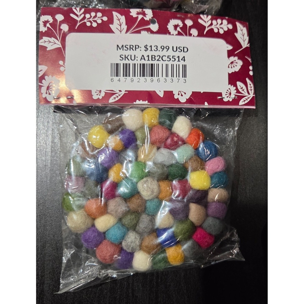 Darn Good Yarn Feltball Coasters 3 sets of‎ 2. NEW in package.